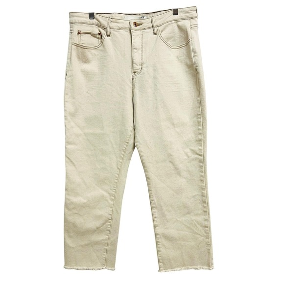 !it jeans Denim - !iT Jackie Jeans Womens 16 Ecru Beige High Rise Straight Leg Crop Stretch Denim